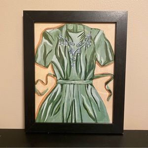 “Vintage Sage Dress” Original Framed Art Print